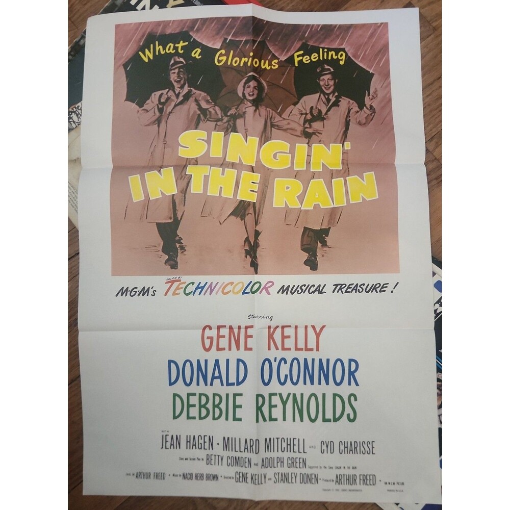 Vintage Singin' in the Rain Movie Poster 19"x27" Theater Re-Release Half Sheet